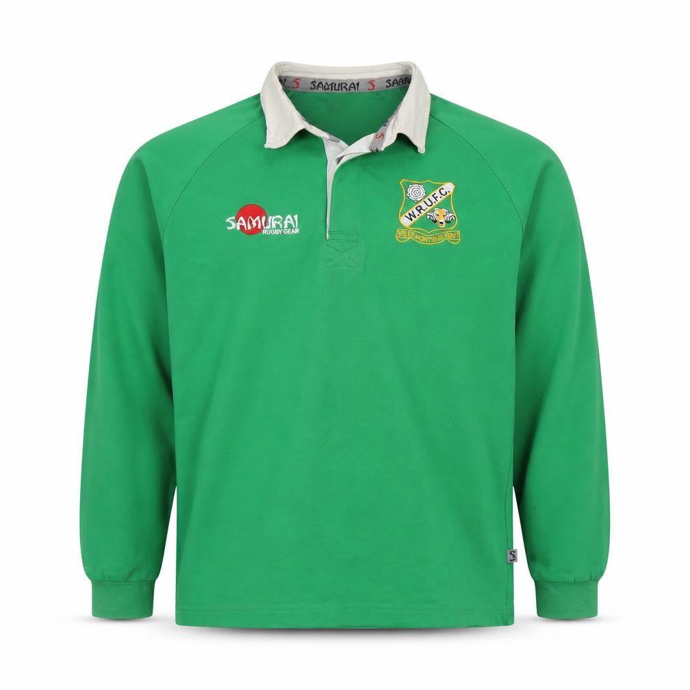 Samurai Boys Green Rugby Top Size S Long Sleeve Cotton Blend