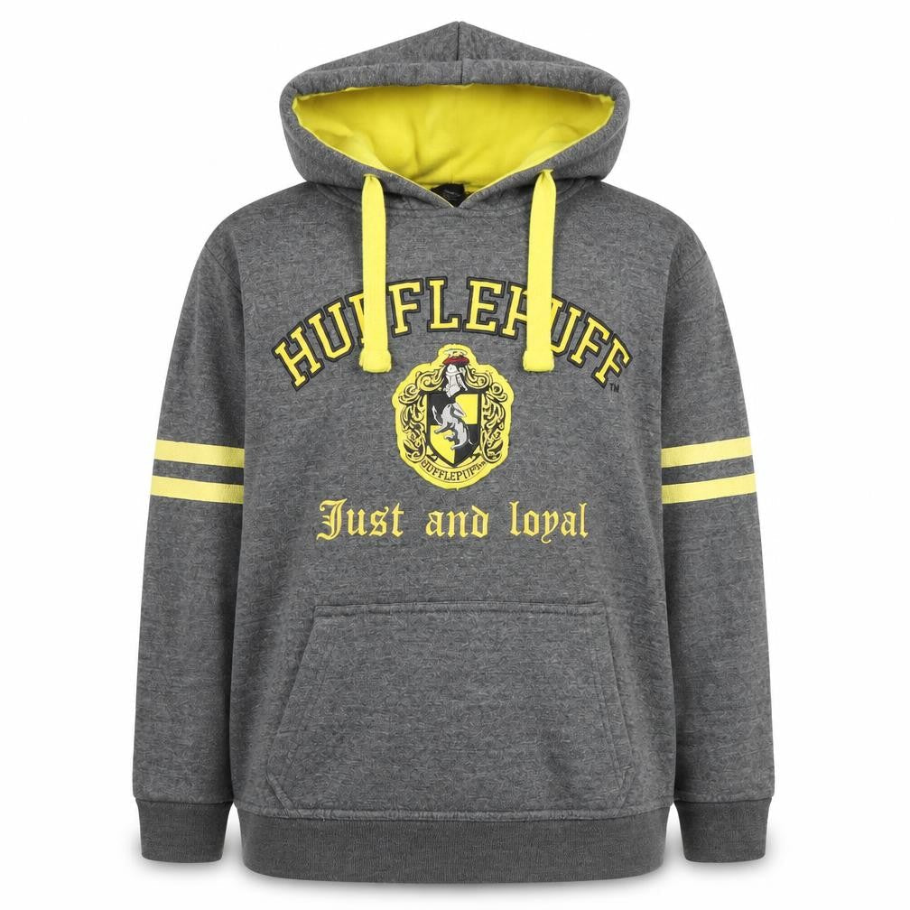Harry Potter Boys Grey Hufflepuff Pullover Hoodie Size S