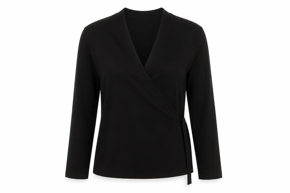 Basler Women's Black Wrap Top, Size 8, Elegant Style