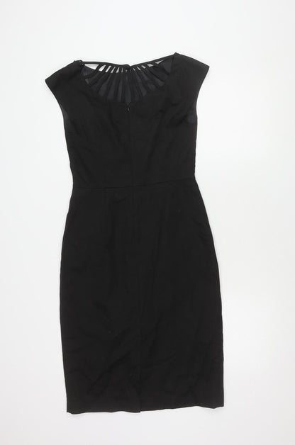 Back view of Laura Ashley Black Sheath Dress -, size 8, Classic Cocktail