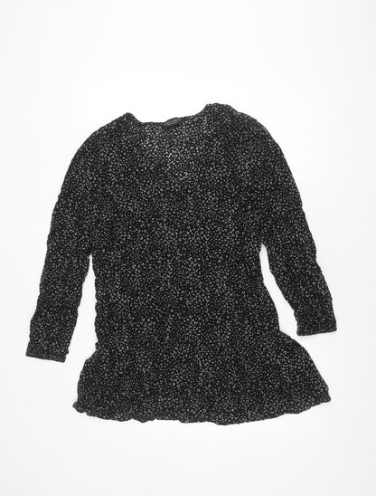Additional front view of Dorothy Perkins Women's Black Animal Print Dress, size 14
