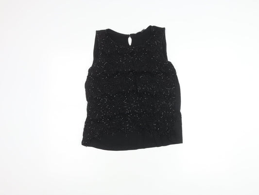 Dorothy Perkins Women Black Sequin Sleeveless Top UK16