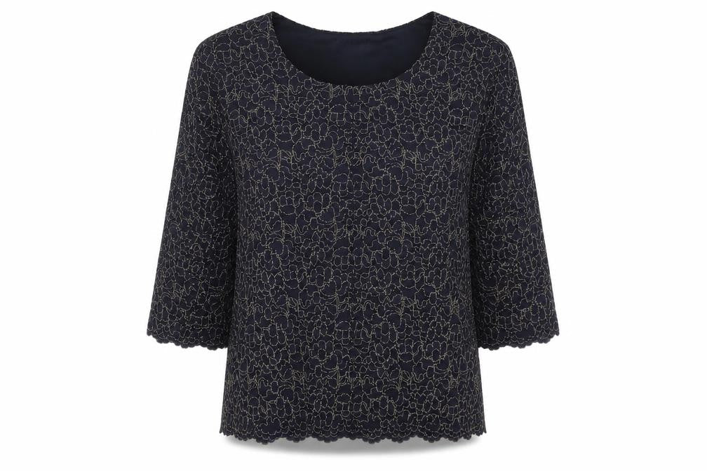 Eastex Women's Black Top, Size 16, 3/4 Sleeve, Nylon