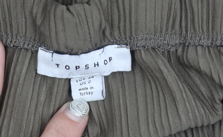 Topshop Women's Grey Wide-Leg Trousers Size 6