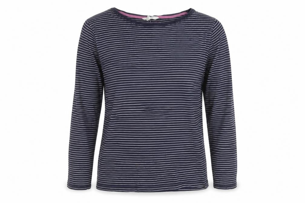 White Stuff Women's Blue Striped Long Sleeve T-Shirt Size 12