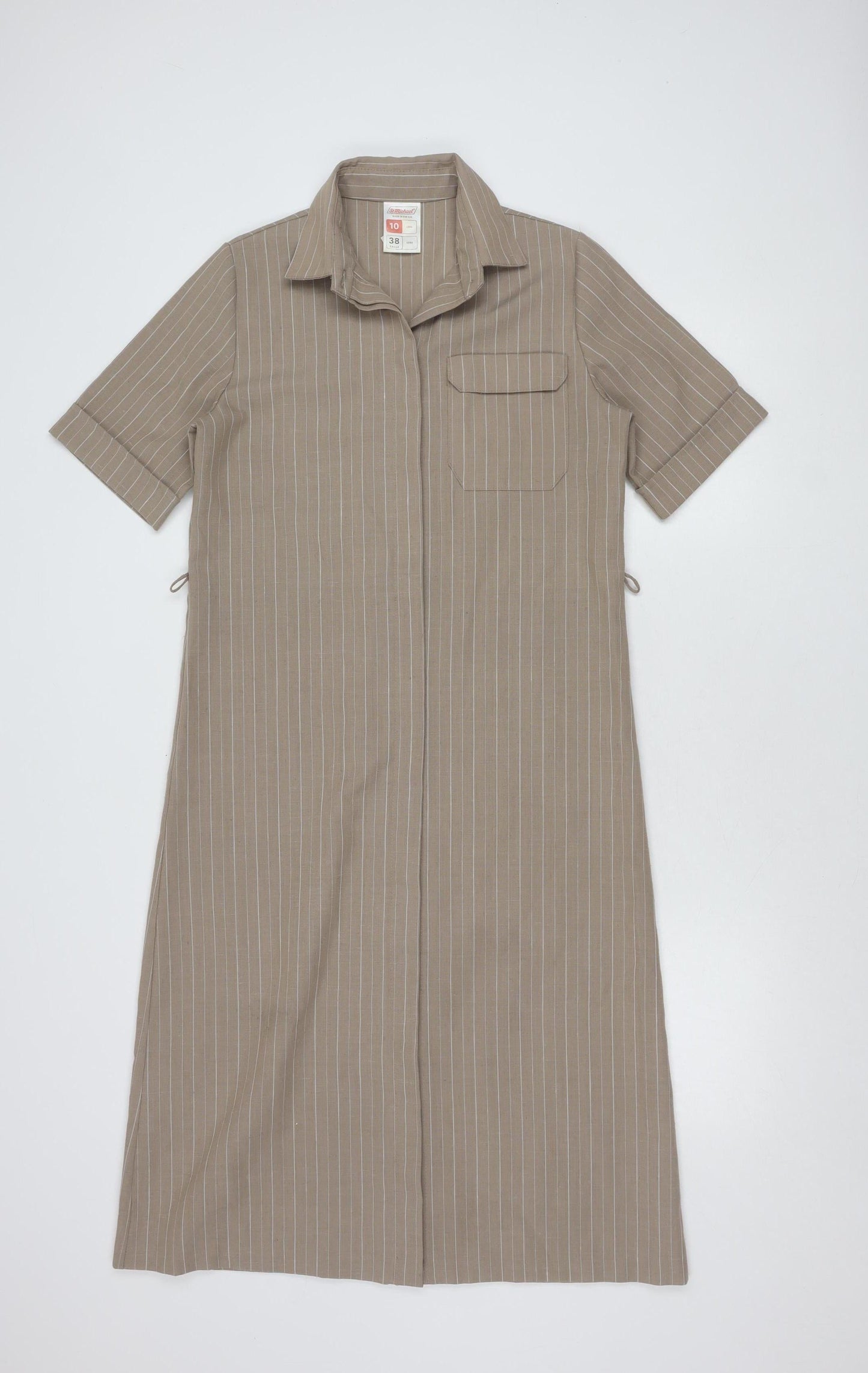 St Michael Beige Long Shirt Dress Women's Size 10
