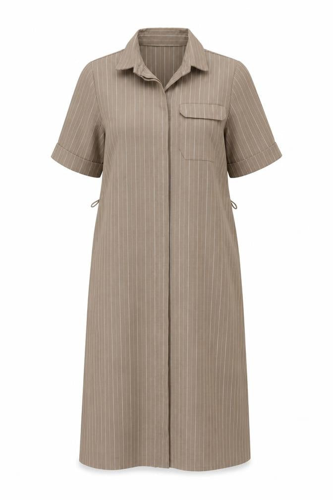 St Michael Beige Long Shirt Dress Women's Size 10