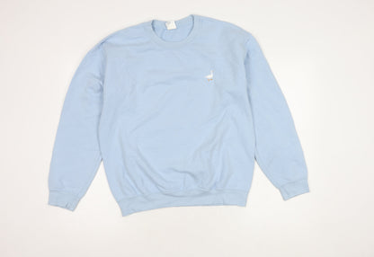 Additional front view of G&G Women's Blue Embroidered Pullover Sweatshirt, Medium