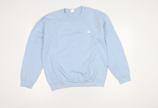 G&G Women's Blue Embroidered Pullover Sweatshirt, Medium
