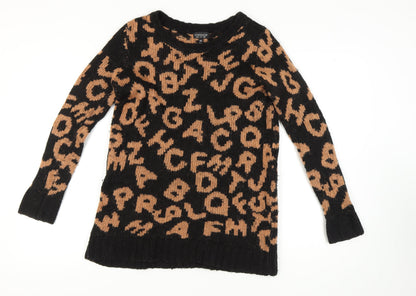 Topshop Women's Black Crew Neck Pullover Jumper Size 8