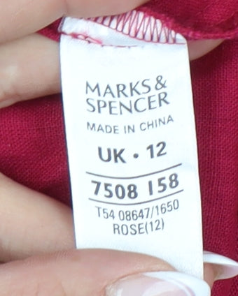 Marks & Spencer Women's Red Linen Blazer UK 12