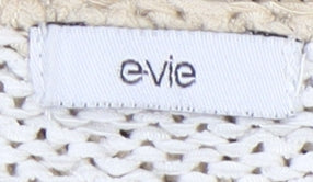 Close-up detail of Evie Women's Brown Beige Striped jumper, size 14