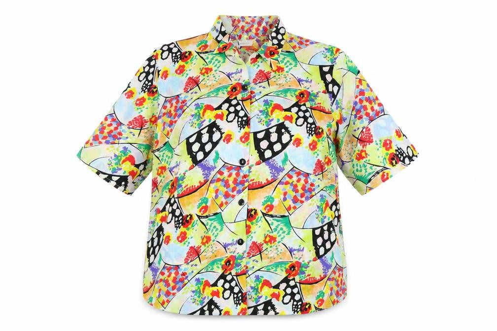 Essentials Women's Multicoloured Geometric Button-Up Shirt