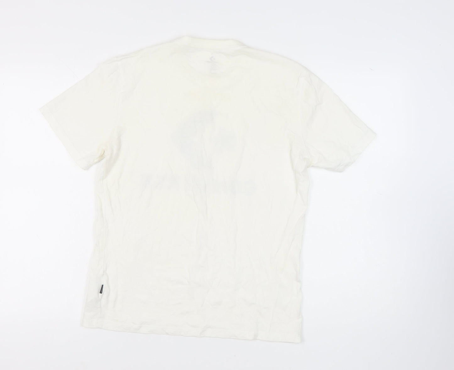 Converse Men's White T-Shirt Size S Crew Neck Logo