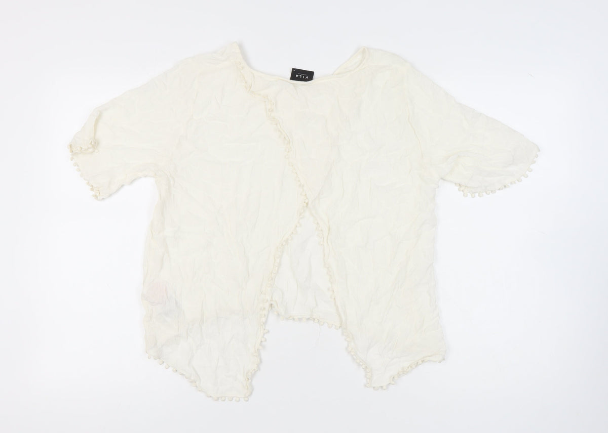 VILA Women’s Ivory Blouse, Medium, Short Sleeve
