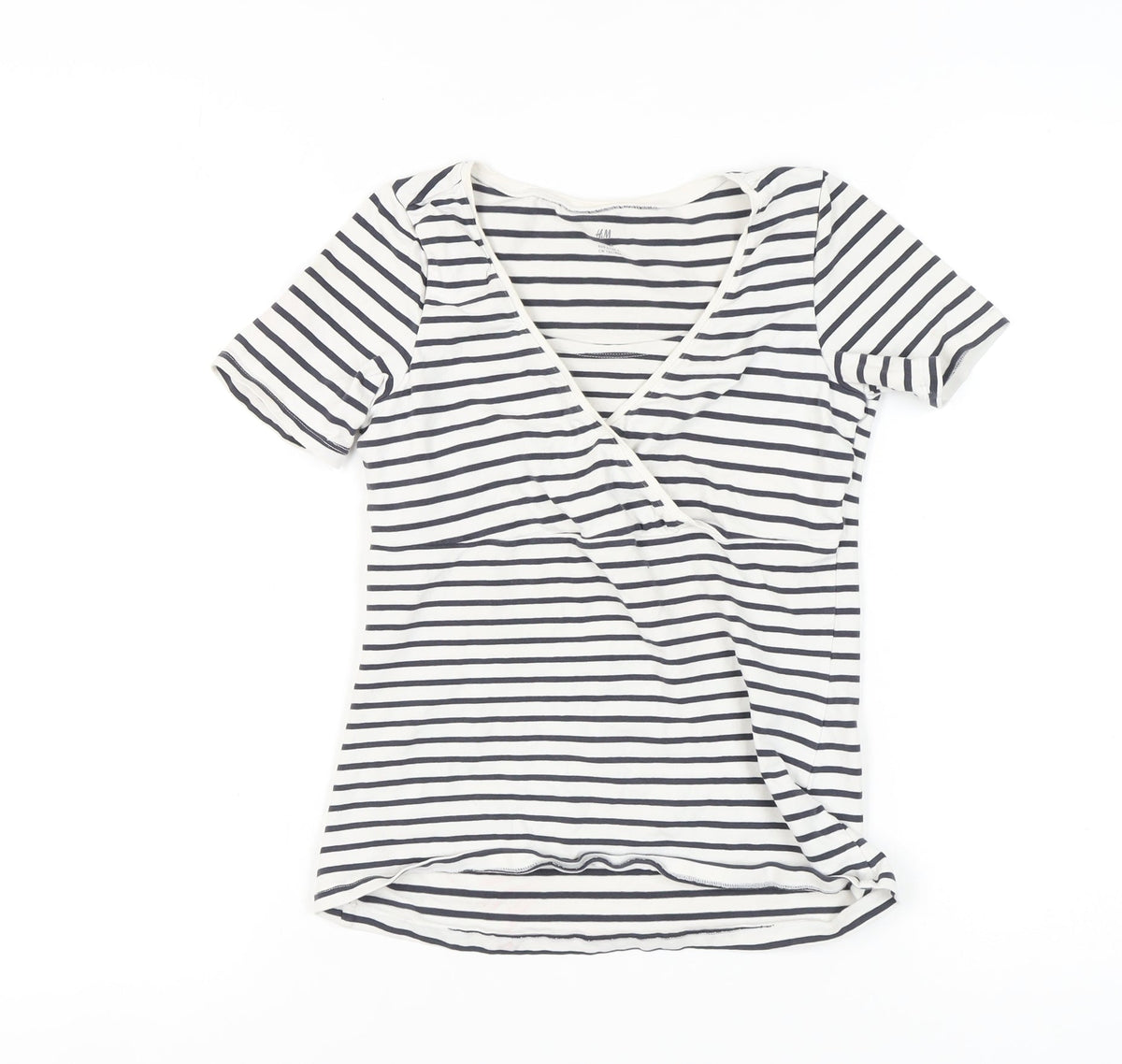 H&M Women's Multicoloured Striped Wrap T-Shirt - Size S