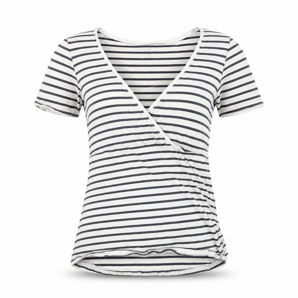 H&M Women's Multicoloured Striped Wrap T-Shirt - Size S