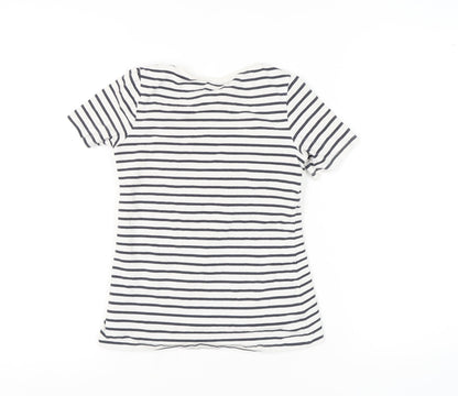 H&M Women's Multicoloured Striped Wrap T-Shirt - Size S