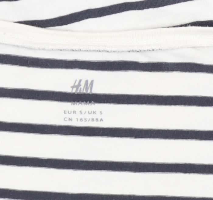 H&M Women's Multicoloured Striped Wrap T-Shirt - Size S
