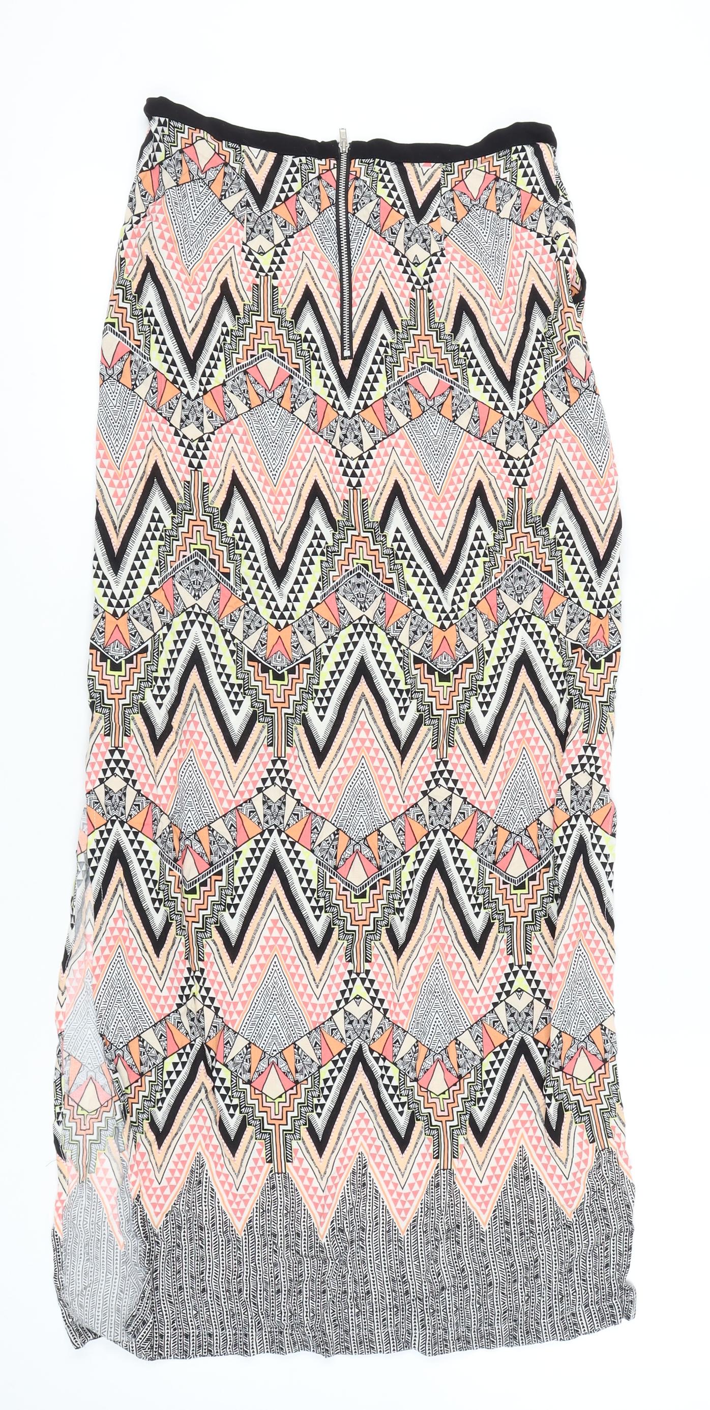 Warehouse Multicoloured Geometric Midi Skirt - Size 10