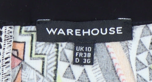 Warehouse Multicoloured Geometric Midi Skirt - Size 10