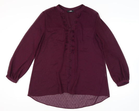 Wallis Women's Purple Blouse Size 14 with Ruffles