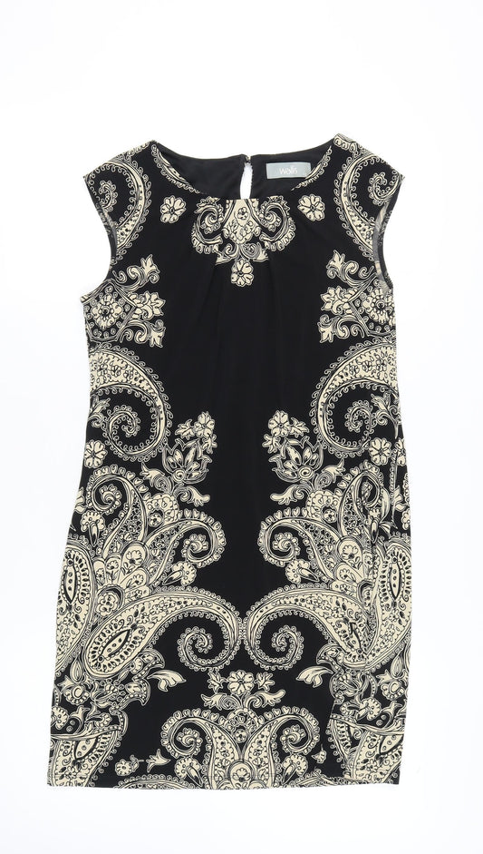 Wallis Women's Black Paisley Shift Dress Size 12