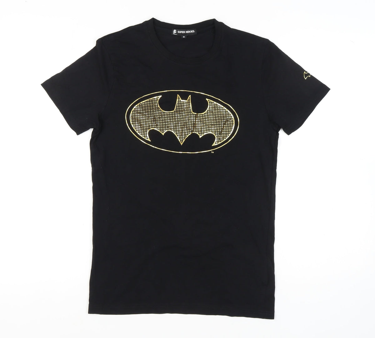 Super Heroes Black Batman T-Shirt M Unisex Adults