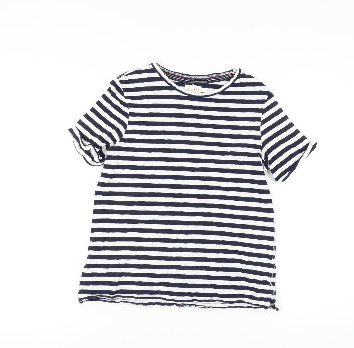 White Stuff Women's Black Striped T-Shirt - Size 8