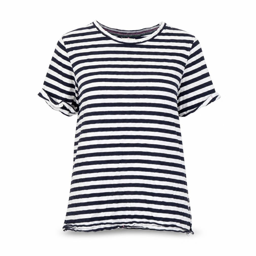White Stuff Women's Black Striped T-Shirt - Size 8