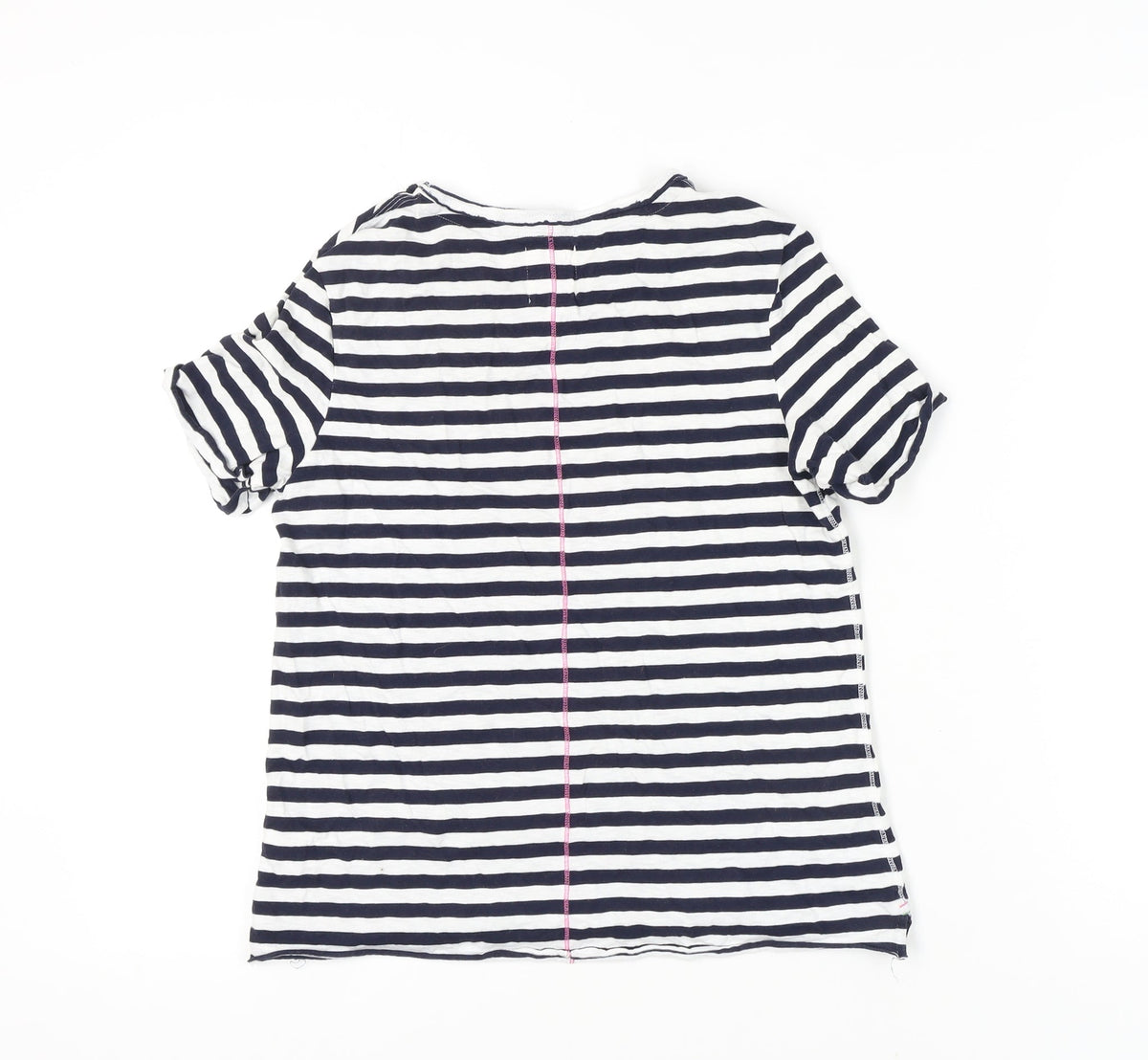 White Stuff Women's Black Striped T-Shirt - Size 8