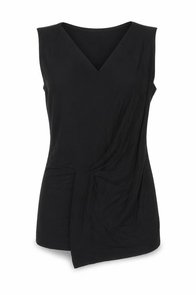 Ronen Chen Women's Black V-Neck Sleeveless Wrap Top