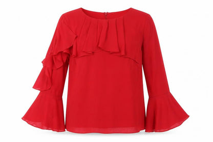 Coast Women's Red Ruffle Blouse UK 12