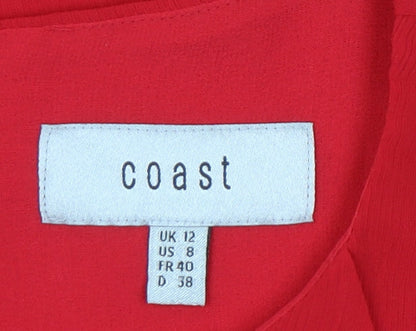 Coast Women's Red Ruffle Blouse UK 12