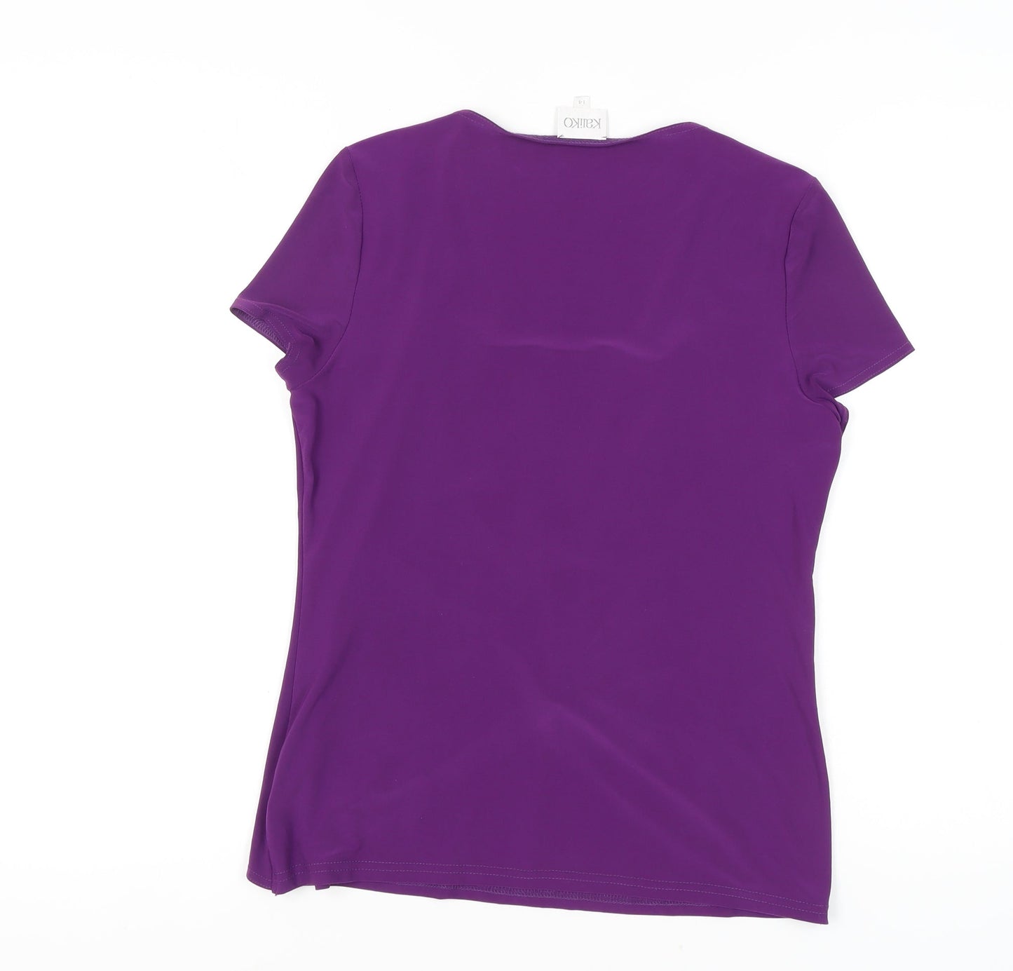 Kaliko Women's Purple Beaded V-Neck T-Shirt Size 14