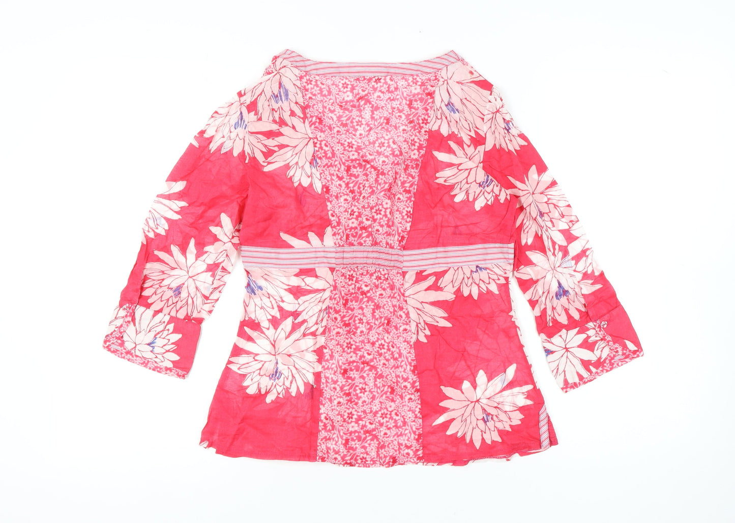 Marks & Spencer Pink Floral 3/4 Sleeve Blouse - Size 8