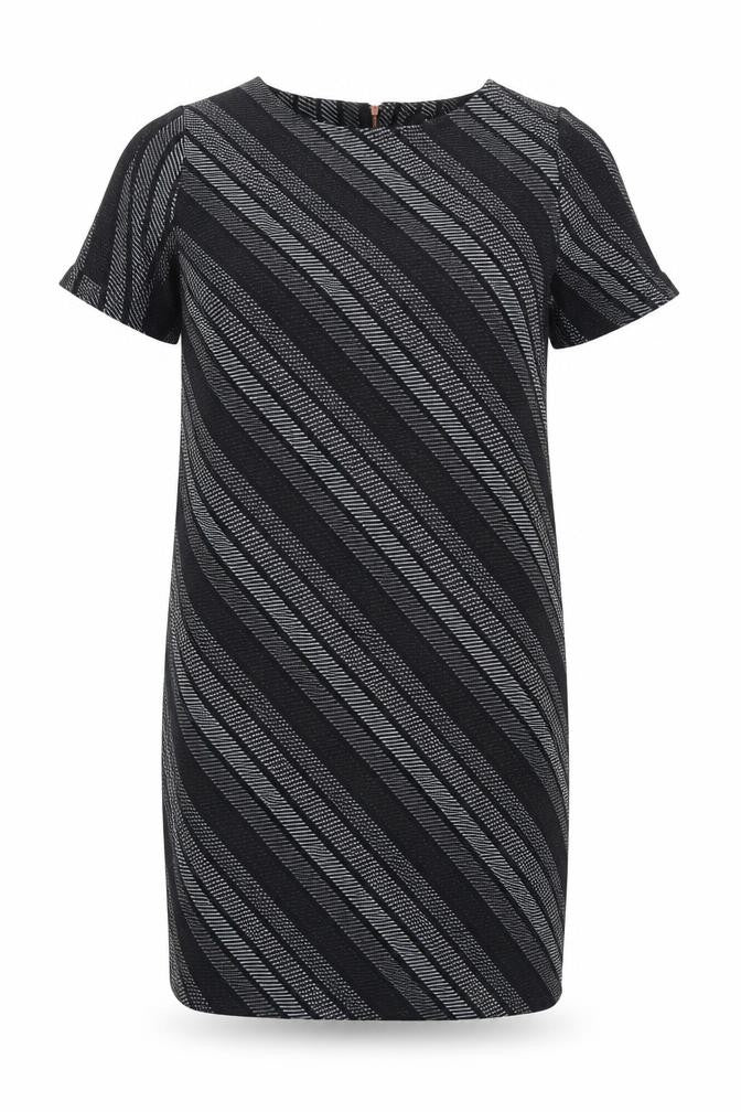 Next Women's Black Grey Striped Shift Dress UK 18