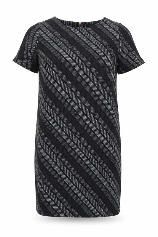 Next Women's Black Grey Striped Shift Dress UK 18