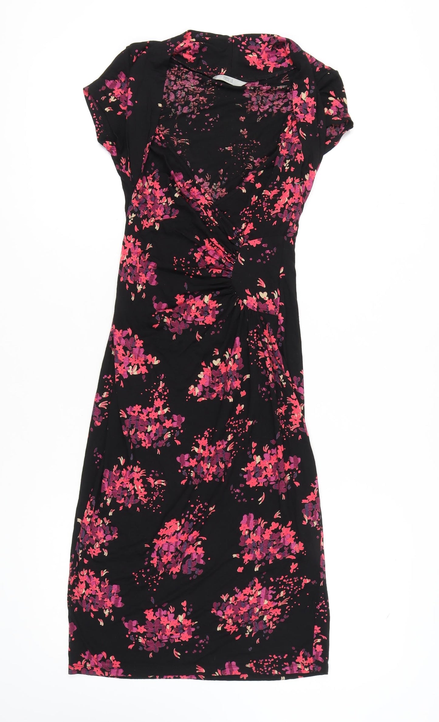 Marks & Spencer Women's Black Floral Sheath Dress Size 10