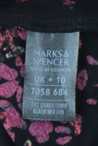 Marks & Spencer Women's Black Floral Sheath Dress Size 10