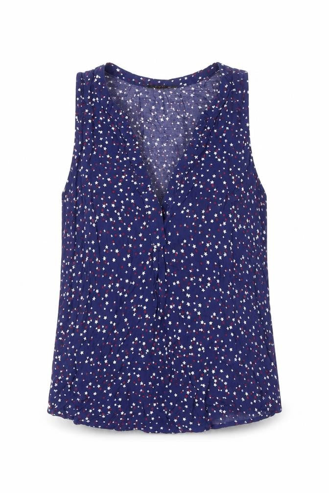 Mango Women's Blue Star Print Sleeveless Blouse