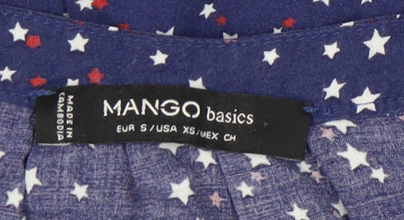 Mango Women's Blue Star Print Sleeveless Blouse