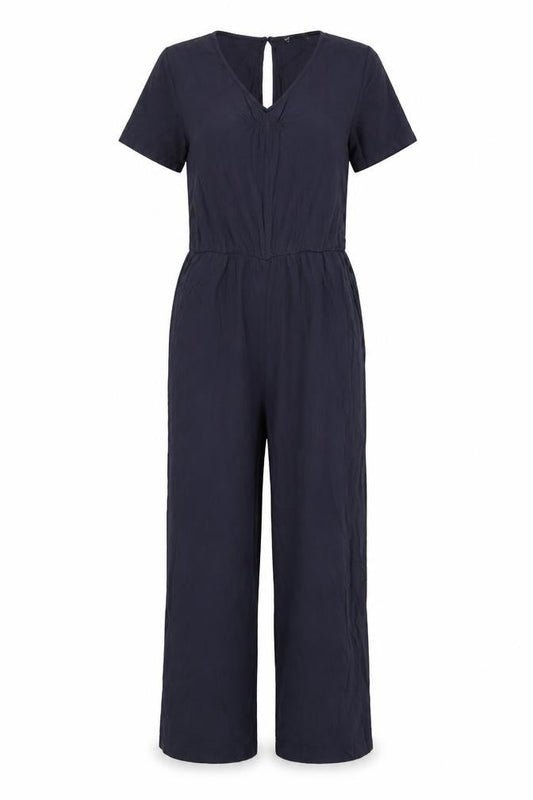 Front view of ESPRIT Women's Blue L Jumpsuit, Viscose, Summer Casual