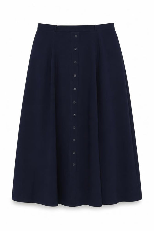 Nightingales Women's Blue A-Line Midi Skirt, Size 14
