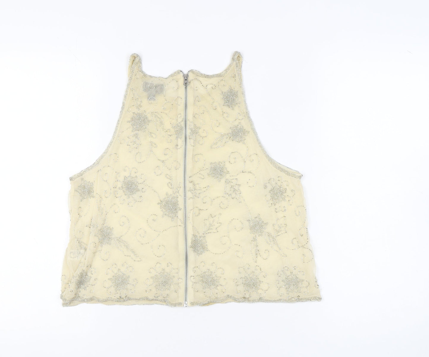 Topshop Women's Ivory Floral Embroidered Tank