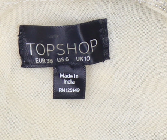 Topshop Women's Ivory Floral Embroidered Tank