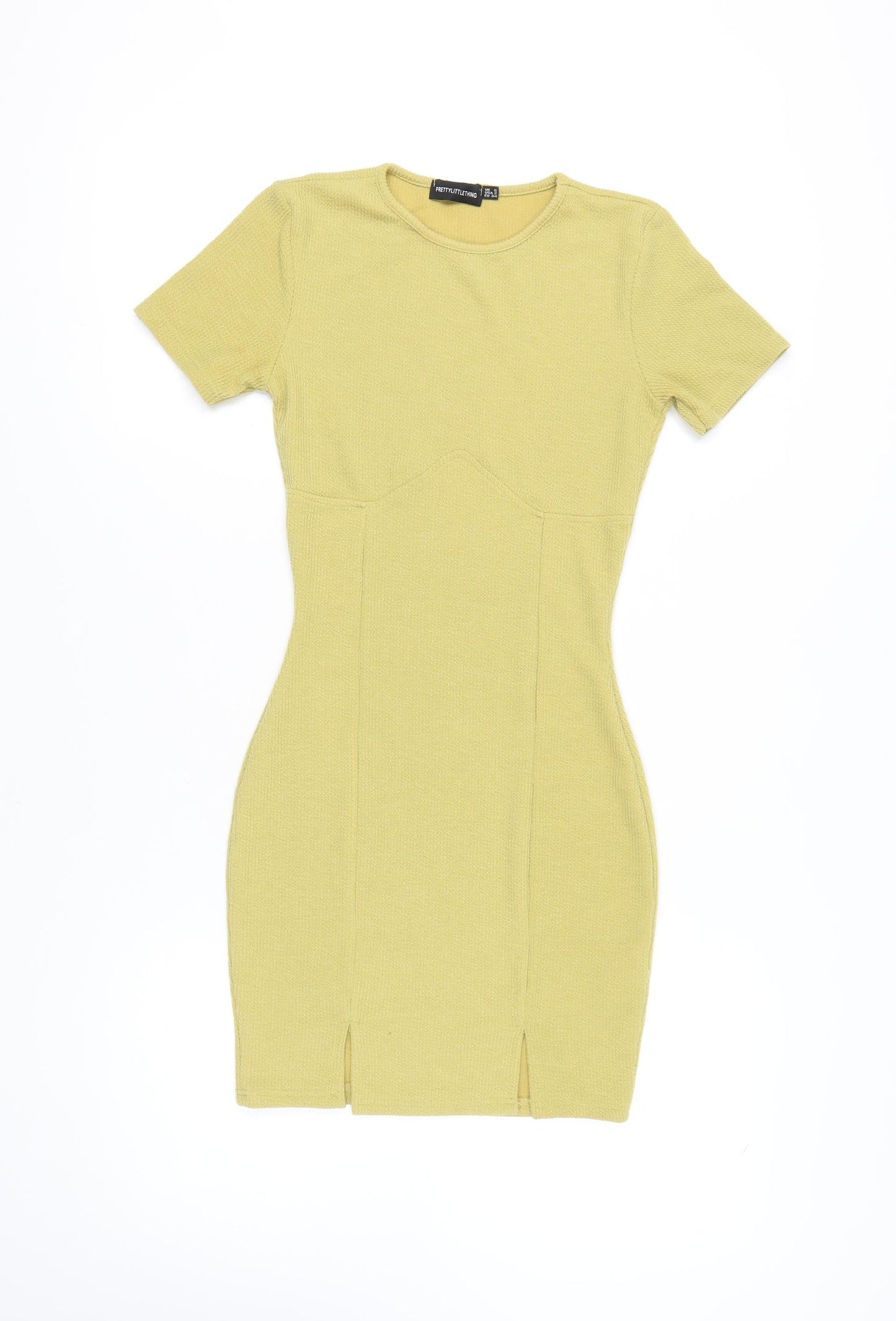 PrettyLittleThing Women's Yellow Bodycon Dress - Size 6