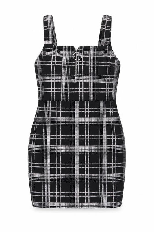 Select Women's Black Plaid Pinafore Dress, Size 16