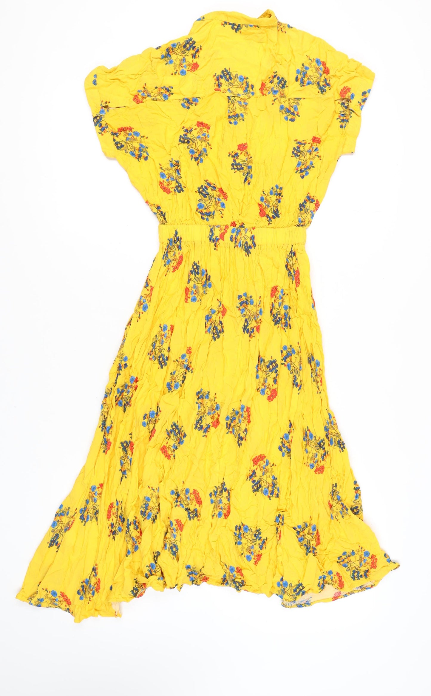 Weekday Women's Yellow Floral Collared Dress XS