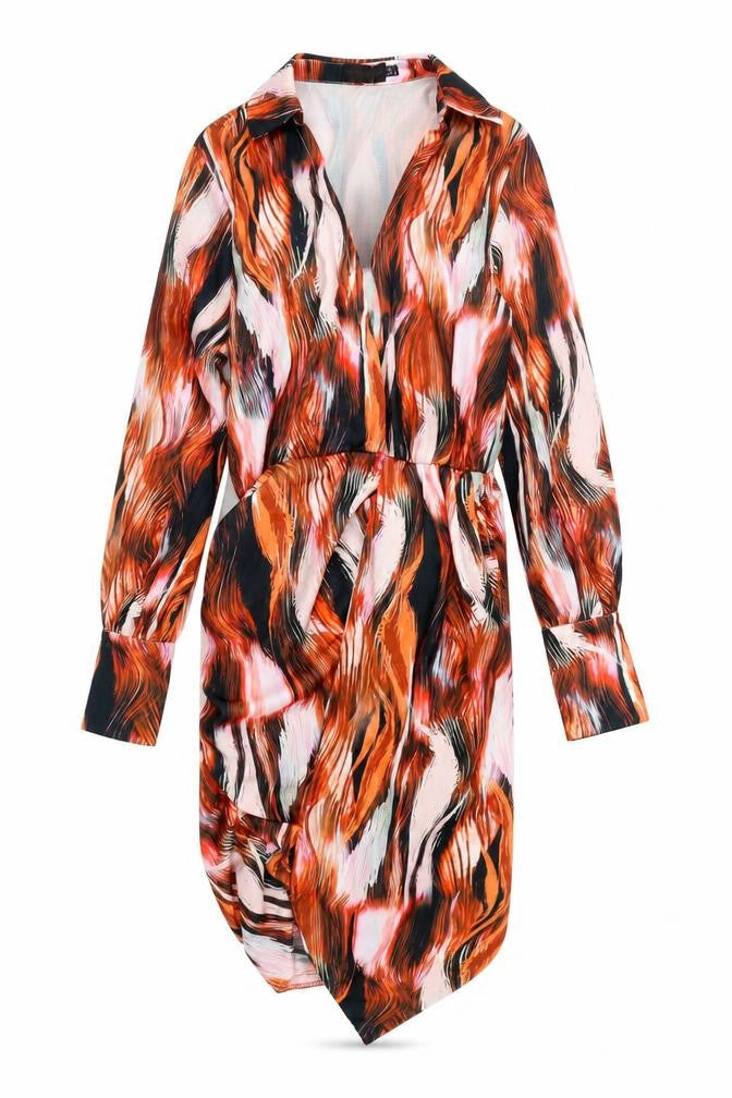PrettyLittleThing Women's Multicoloured Asymmetric Shirt Dress Size 6
